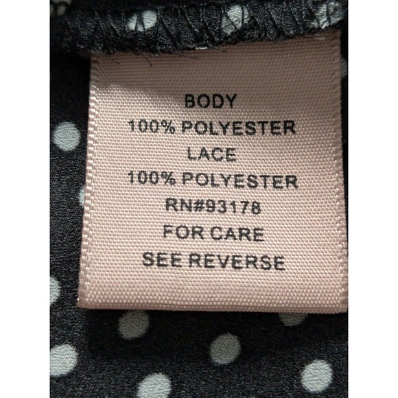 Philosophy Top Womens Sz 1X Black Polka dot Chiffon Lace Cap Slv Cocktail Blouse - Picture 7 of 10